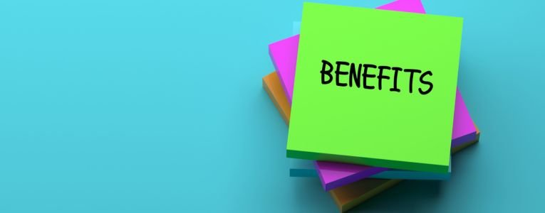 An image of Benefits written on a note sheet