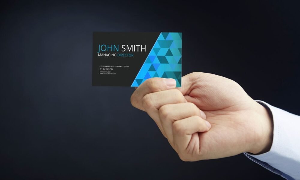 Hand presenting business card concept