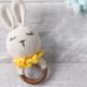 children's toy rattle for babies crocheted. Handmade hare rattle, amigurumi