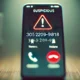 Smartphone showing an incoming call from 305-209-9818 with warning signs, highlighting potential risks.