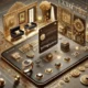 A digital luxury shopping platform showcasing exclusive items like fine jewelry and upscale home decor, with a refined interface and no human figures present. Concept is used for i.a.m_sellingluxury.