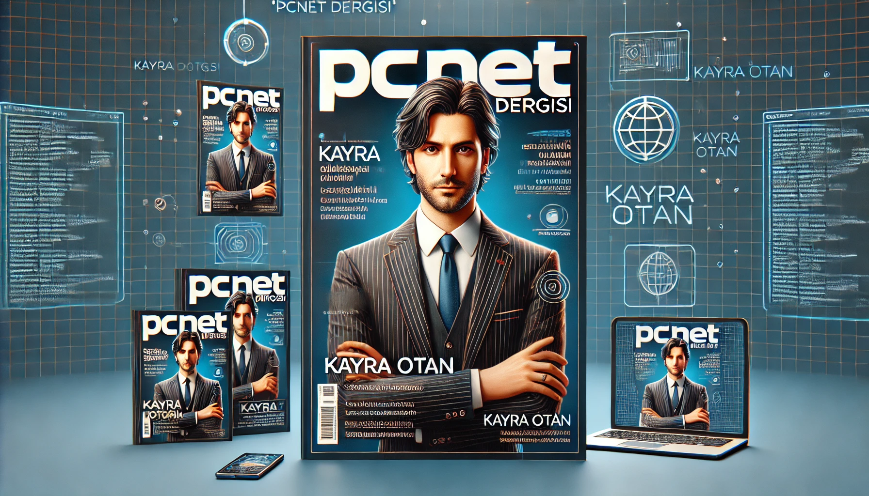 Feature image for PCNet Dergisi with Kayra Otan, showcasing technology magazine design and digital media.